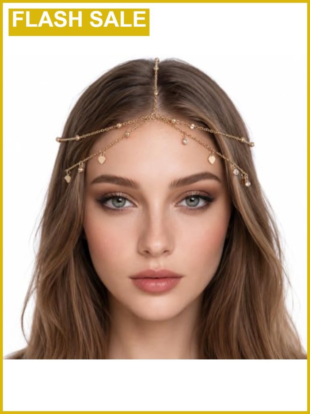 Rhinestone Sequin Head Chain Adjustable Alloy Hair Accessory for Prom Wedding